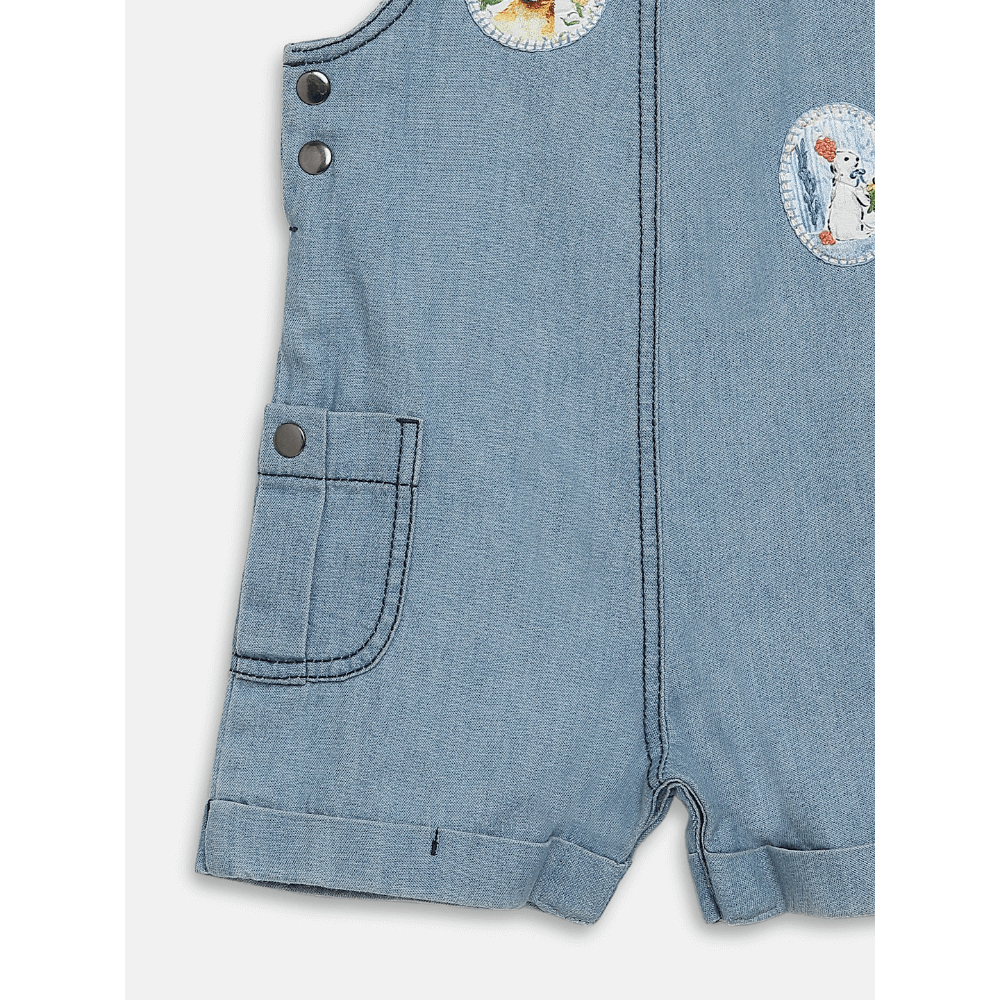 The Baby Trunk Applique Denim Dungaree