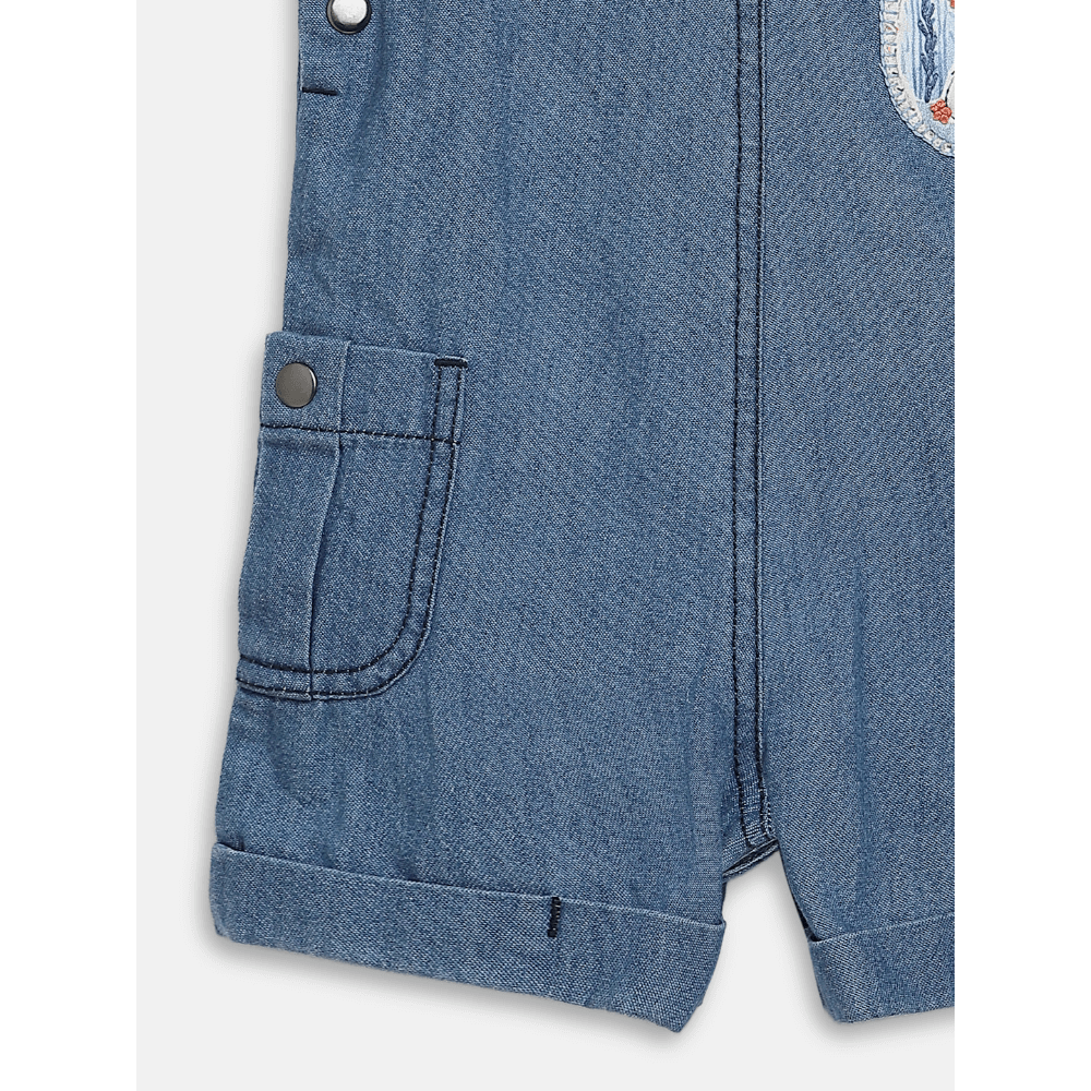 The Baby Trunk Applique Denim Dungaree