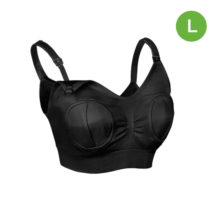 Haakaa Hands-Free Pumping &amp; Nursing Bra – Supportive &amp; Comfortable Fit – Black – Size L