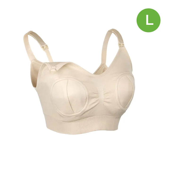 Haakaa Hands-Free Pumping &amp; Nursing Bra – Supportive &amp; Comfortable Fit – Beige – Size L