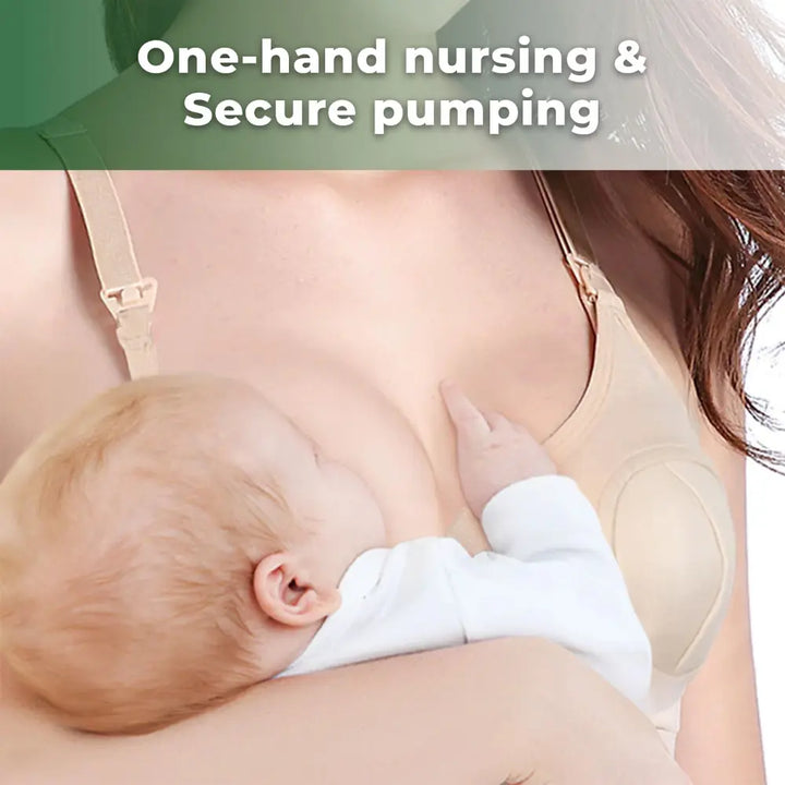 Haakaa Hands-Free Pumping &amp; Nursing Bra – Supportive &amp; Comfortable Fit – Beige – Size L