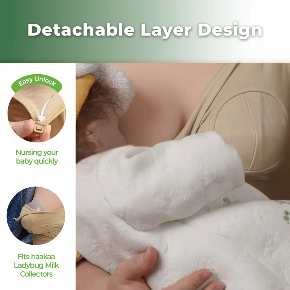 Haakaa Hands-Free Pumping &amp; Nursing Bra – Supportive &amp; Comfortable Fit – Beige – Size XL