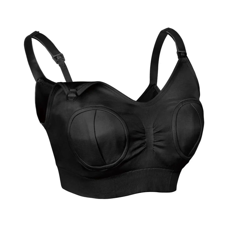 Haakaa Hands-Free Pumping &amp; Nursing Bra – Supportive &amp; Comfortable Fit – Black – Size M