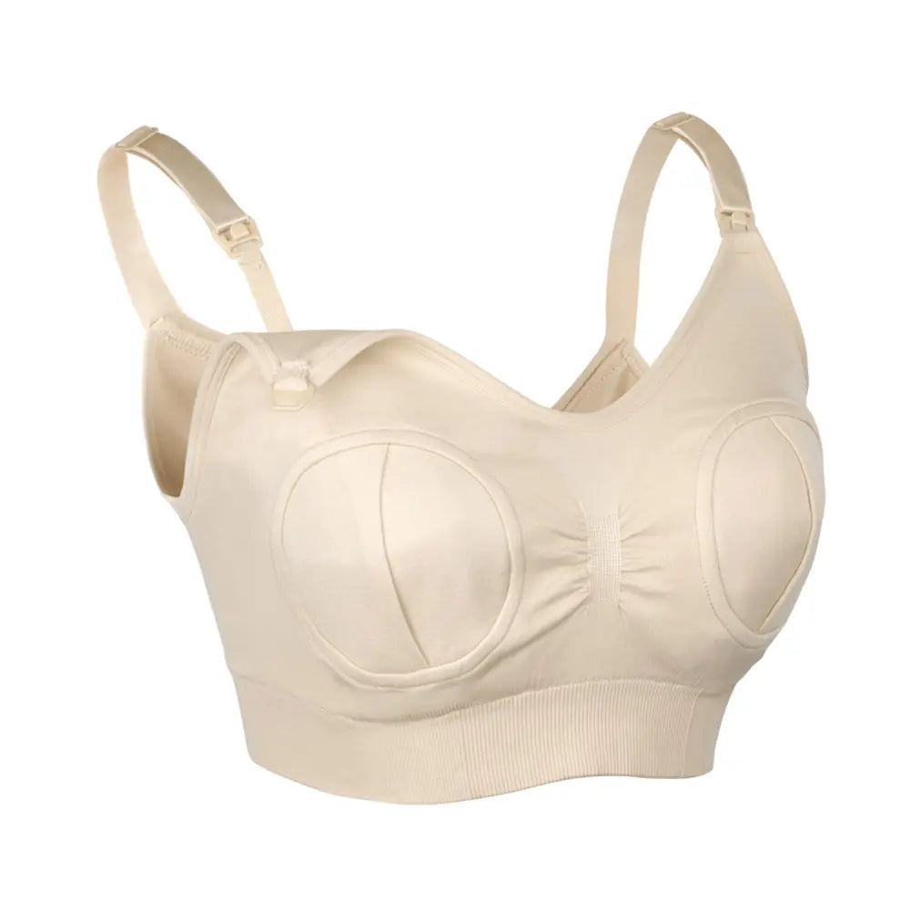 Haakaa Hands-Free Pumping &amp; Nursing Bra – Supportive &amp; Comfortable Fit – Beige – Size M