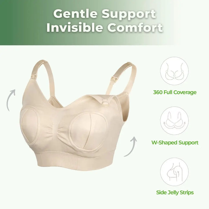 Haakaa Hands-Free Pumping &amp; Nursing Bra – Supportive &amp; Comfortable Fit – Beige – Size M