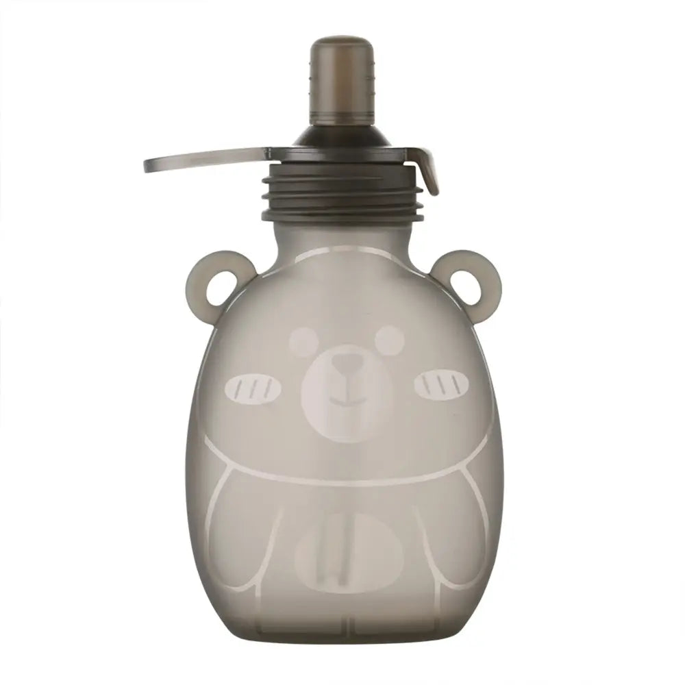 Haakaa Happii Bear Silicone Goody Pouch – Reusable Snack &amp; Puree Storage – 170ml – Grey