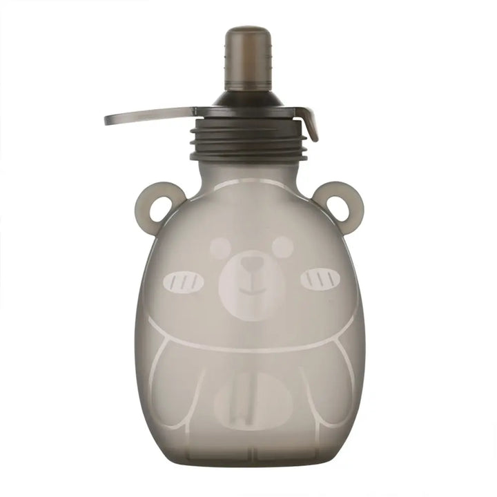 Haakaa Happii Bear Silicone Goody Pouch – Reusable Snack &amp; Puree Storage – 170ml – Grey