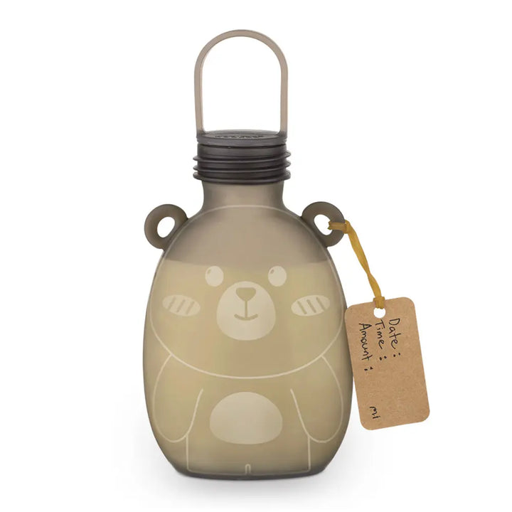 Haakaa Happii Bear Silicone Milk Storage Bag – Reusable &amp; Leakproof Milk Storage – 260ml – Grey
