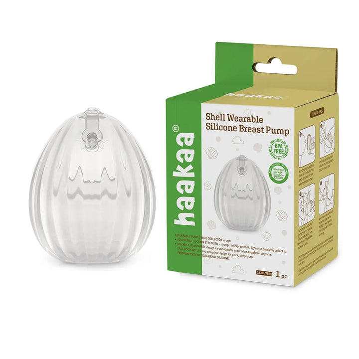 Haakaa Shell Wearable Silicone Breast Pump – Hands-Free &amp; Discreet Milk Collection – 75ml
