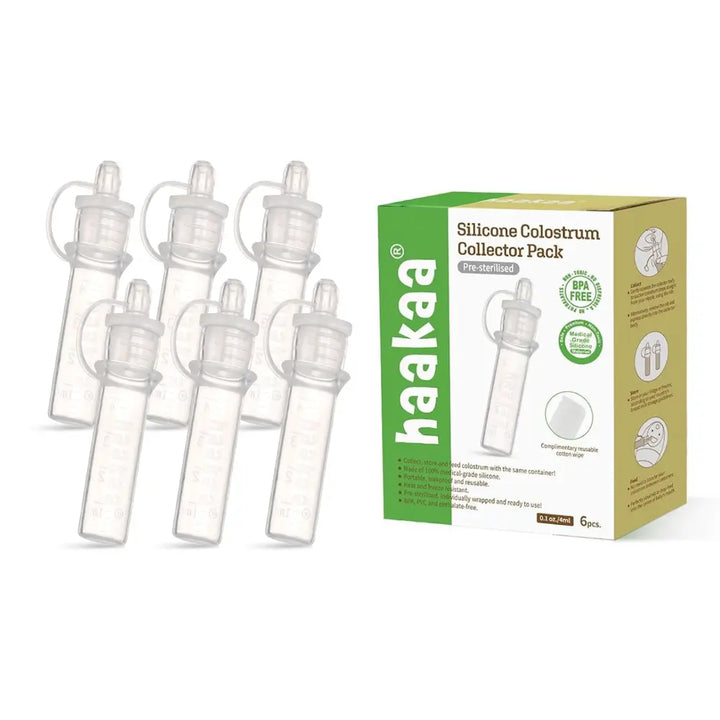 Haakaa Silicone Colostrum Collector Feeding Pack (Pre-Sterilised) – Collect, Store &amp; Feed – 4ml – 6pcs