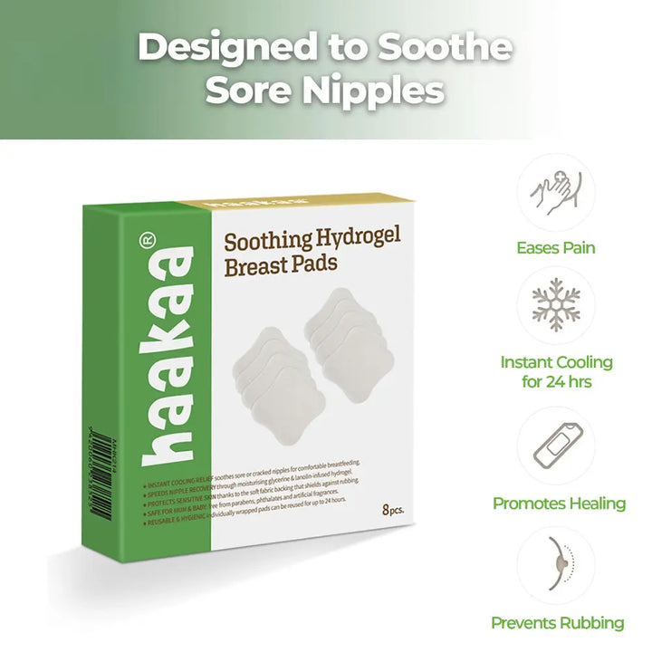 Haakaa Soothing Hydrogel Breast Pads – Cooling Relief &amp; Healing Support for Breastfeeding Mothers – 8pcs