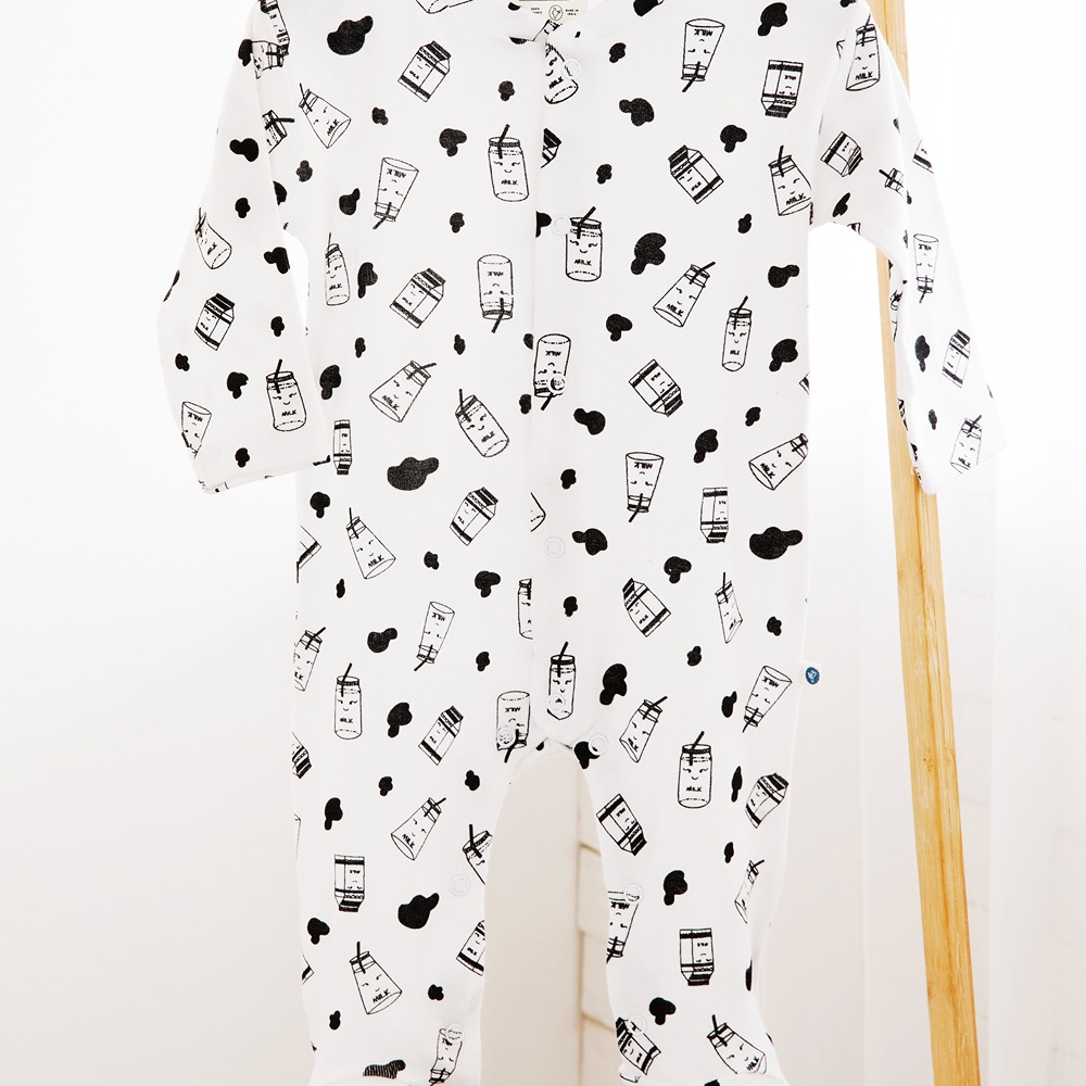 Cotton Bug Pyjama Romper - Milk