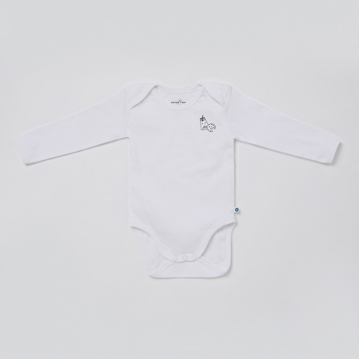 Cotton Bug Full Sleeves Romper - Set of 3 - Milk