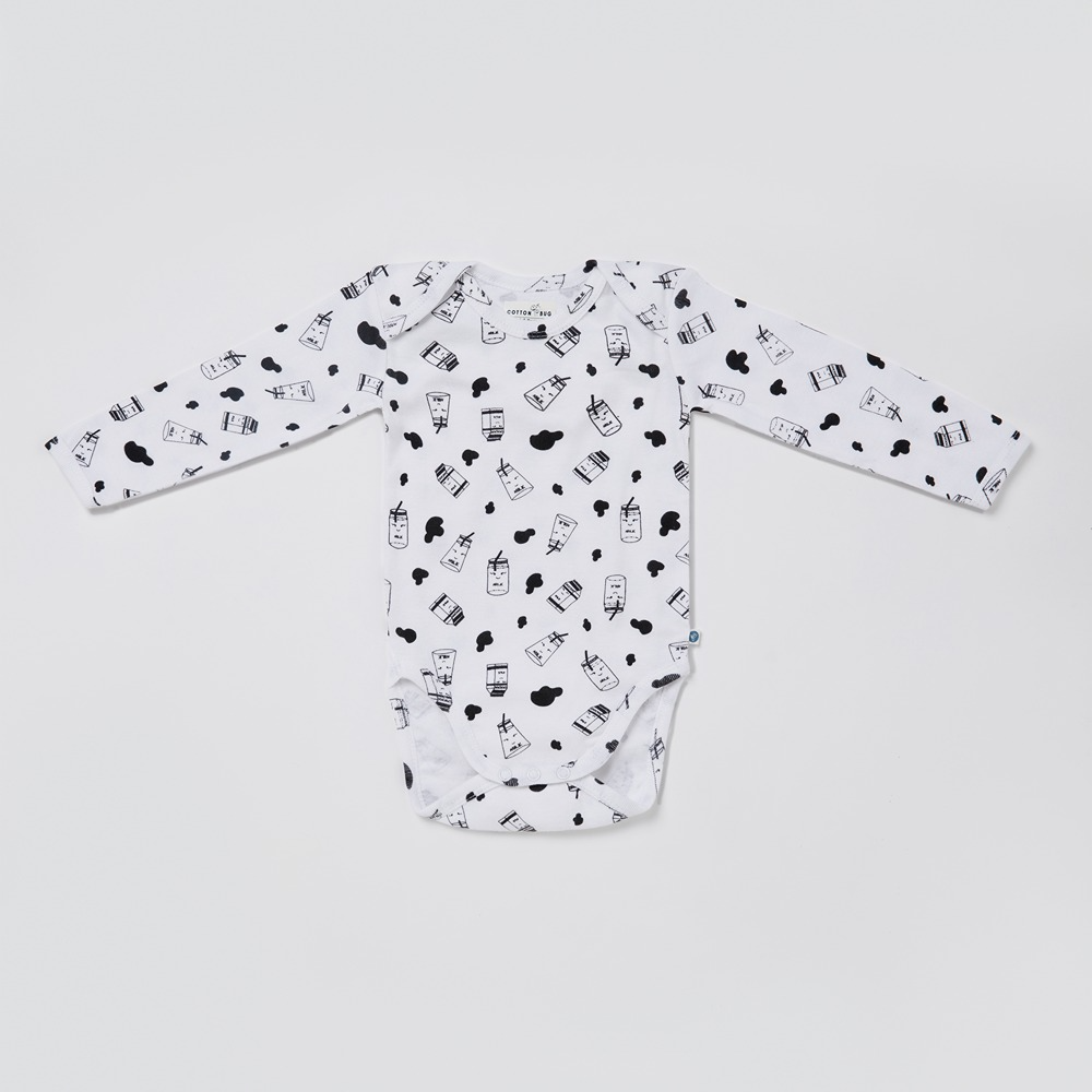 Cotton Bug Full Sleeves Romper - Set of 3 - Milk