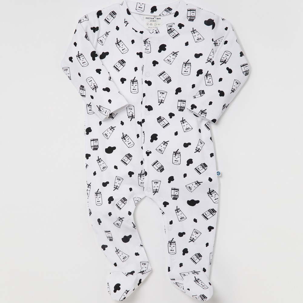 Cotton Bug Pyjama Romper - Milk