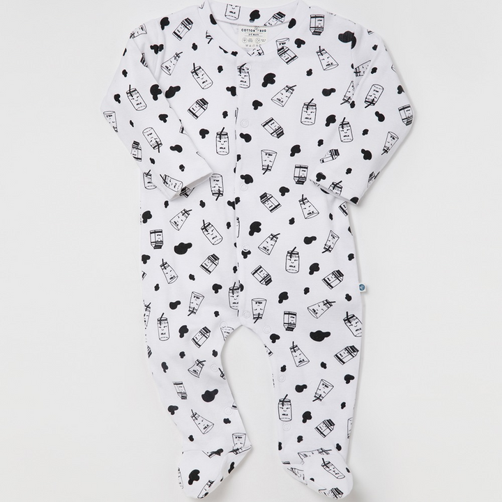 Cotton Bug Pyjama Romper - Milk