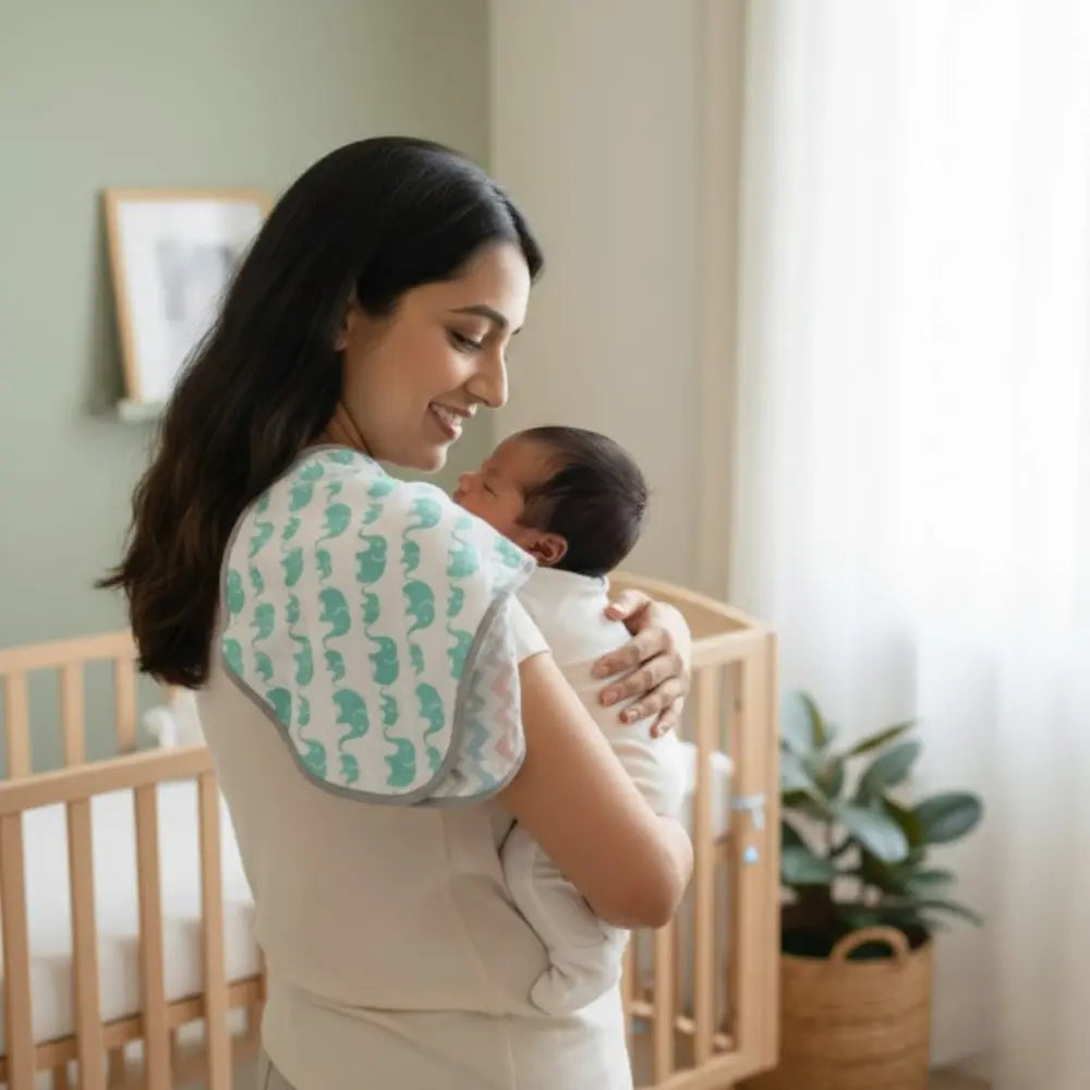 Masilo Organic Muslin Burp Cloth &amp; Bib – Elephant Parade