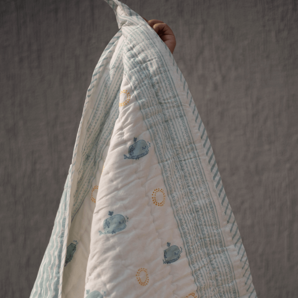 Raamae Moana Block Printed Single Quilt