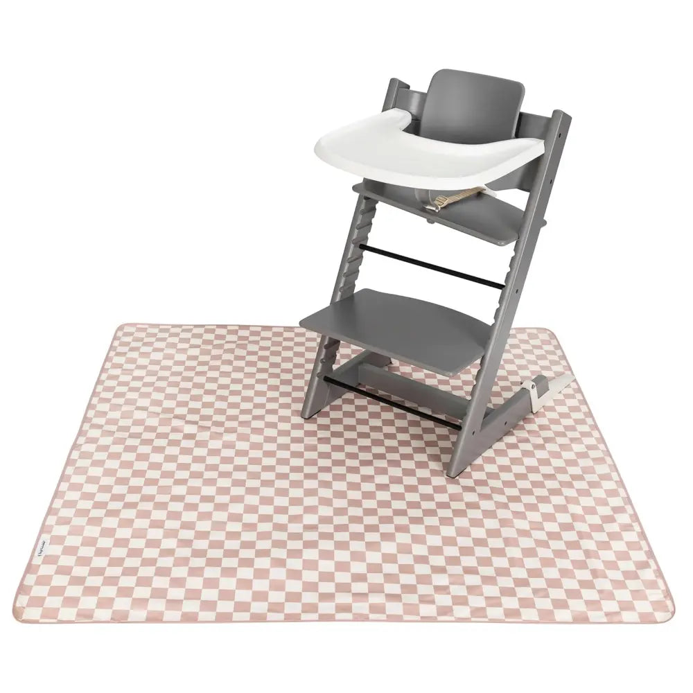 Tiny Twinkle Mess-Proof Splat Mat - Beige Checkers