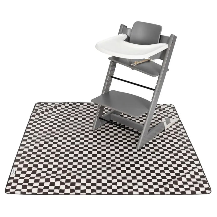 Tiny Twinkle Mess-Proof Splat Mat - Black Checker
