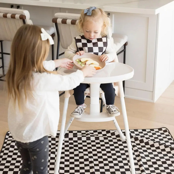 Tiny Twinkle Mess-Proof Splat Mat - Black Checker