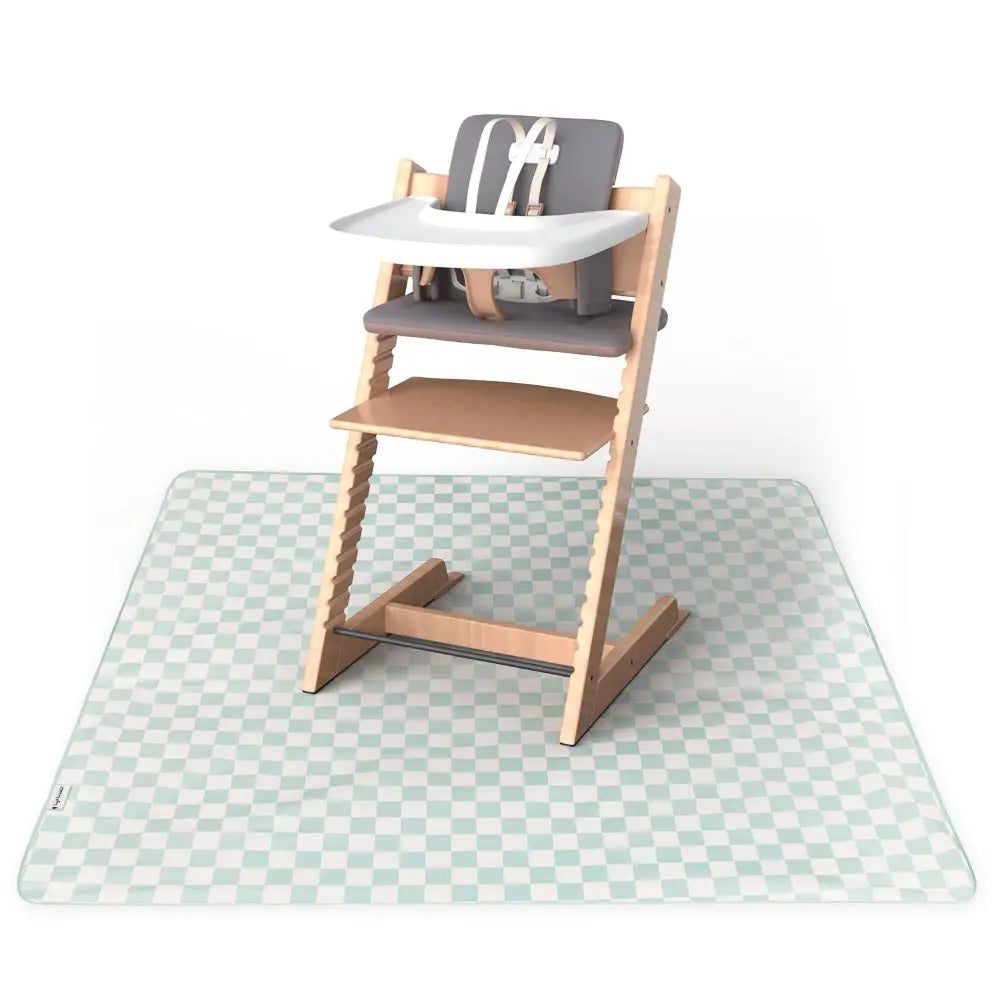 Tiny Twinkle Mess-Proof Splat Mat - Sage Checkers