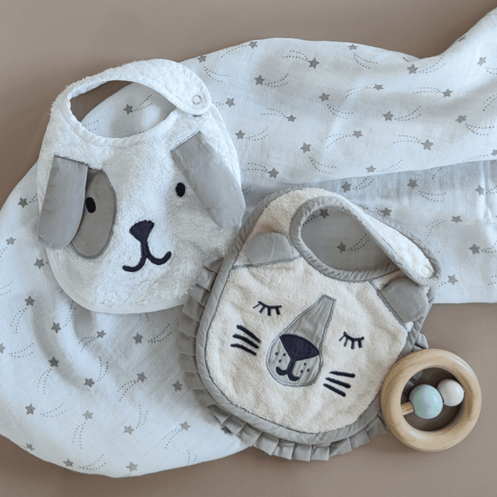 Masilo New-born Bibs - Puppy &amp; Lion (Pack of 2)