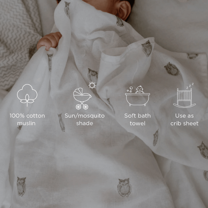 Raamae Muslin Swaddle Set - Owl