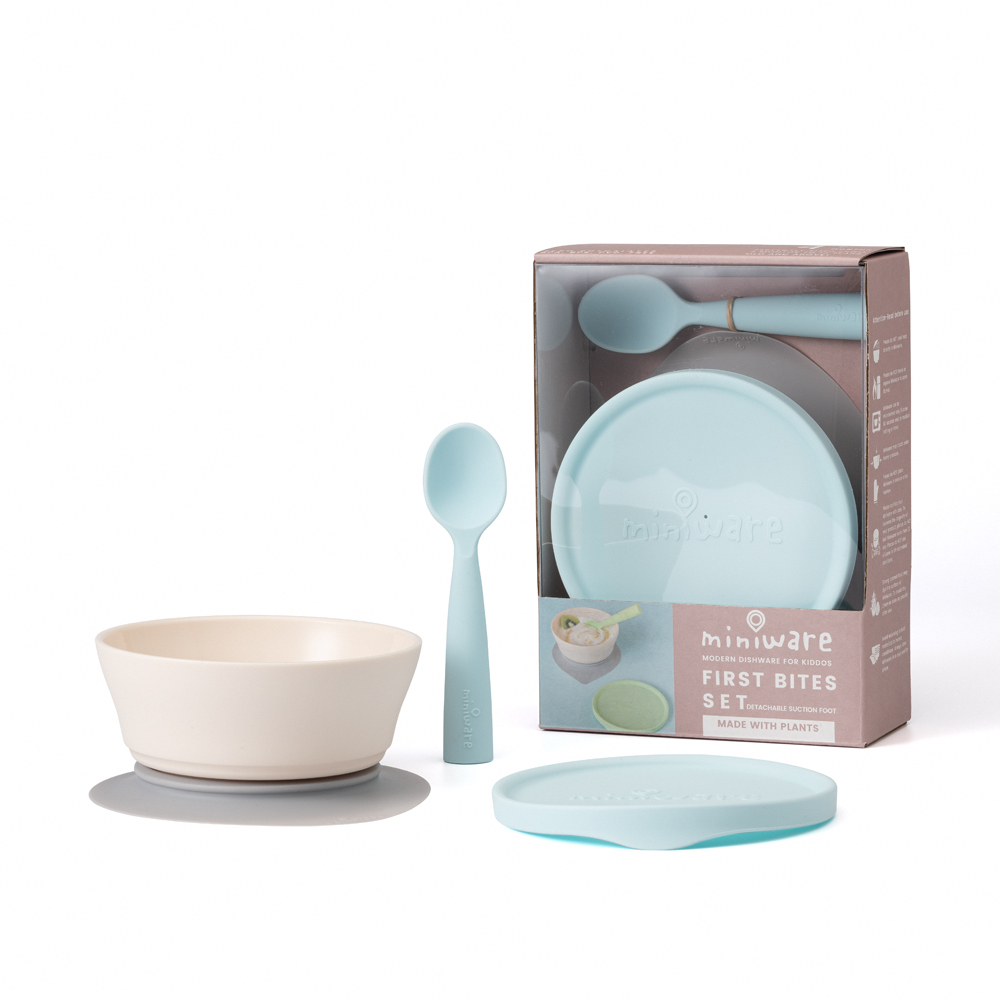 Miniware First Bite Suction Bowl With Spoon Feeding Set