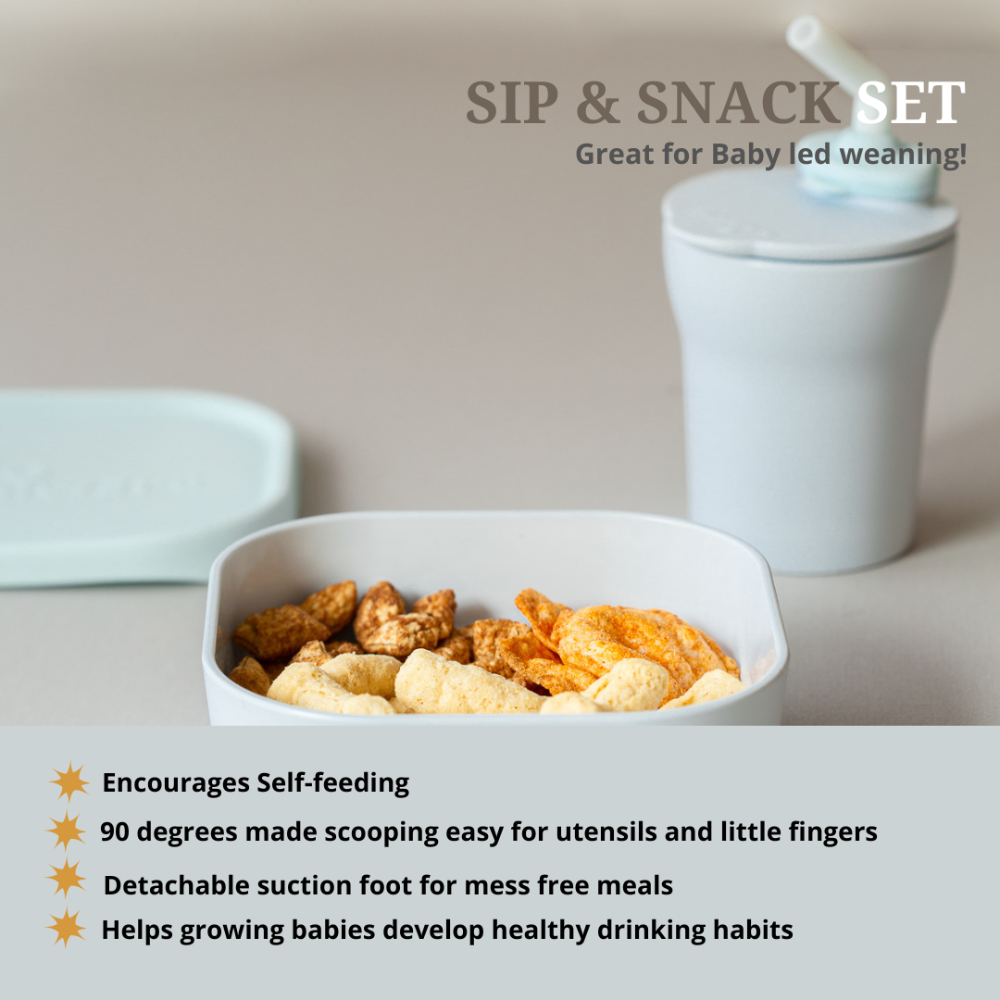 Miniware Sip & Snack- Suction Bowl with Sippy Cup Feeding Set