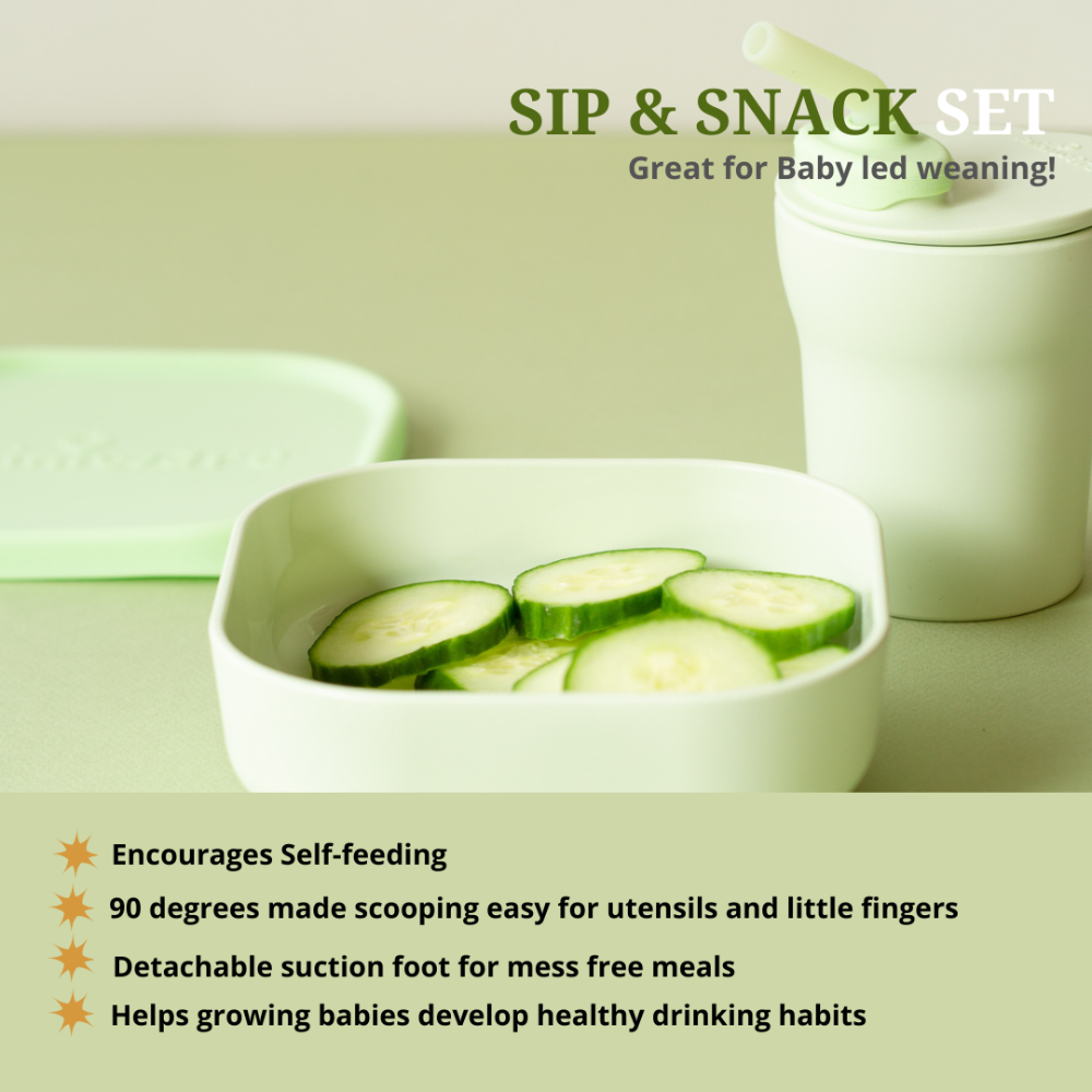 Miniware Sip & Snack- Suction Bowl with Sippy Cup Feeding Set