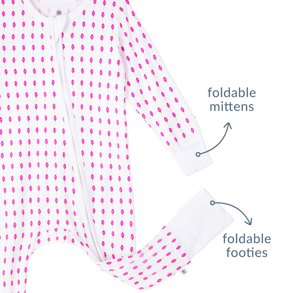 Malabar Baby Onezip Bamboo Romper, Lotus Bud