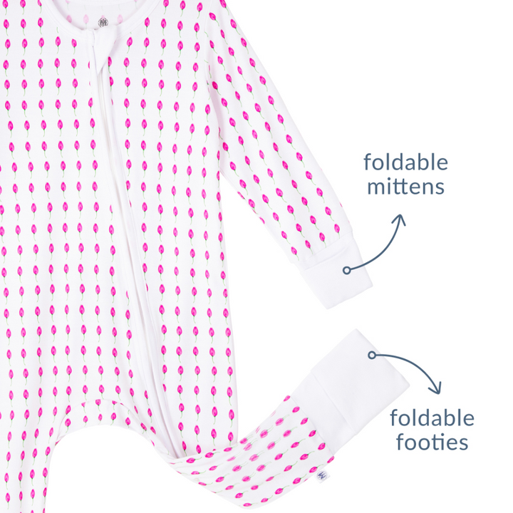 Malabar Baby Onezip Bamboo Romper, Lotus Bud