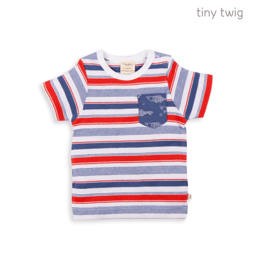 Tiny Twig Round Neck Tee Mariner Stripes