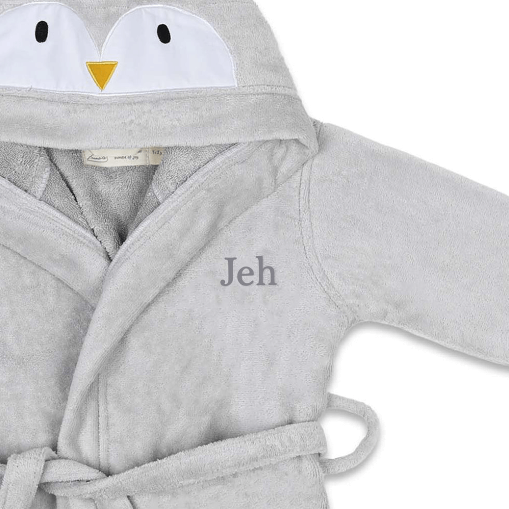 Masilo Hooded Personalised Baby Robe - Penguin