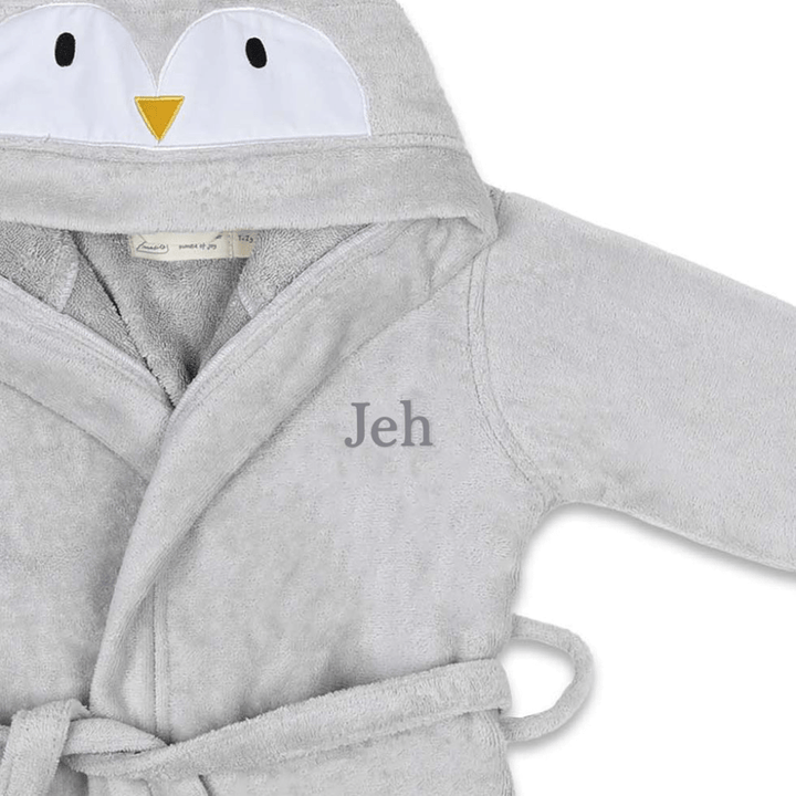 Masilo Hooded Personalised Baby Robe - Penguin