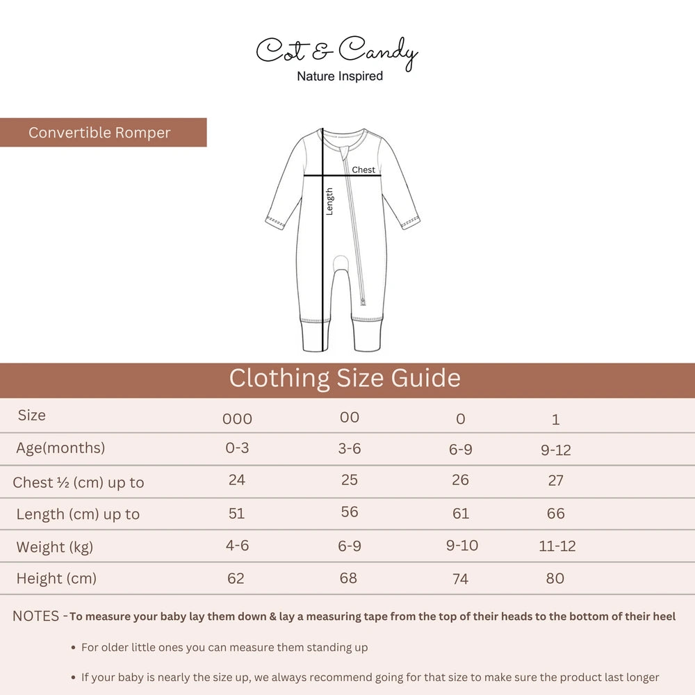 Cot &amp; Candy Baby Organic Convertible Zipsuit - Cuddle Bear
