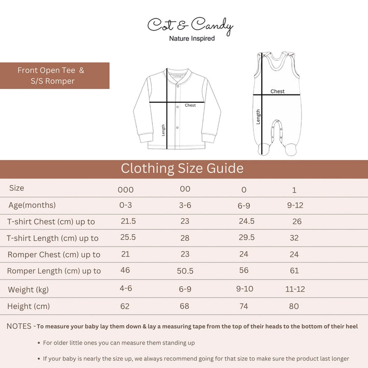 Cot &amp; Candy Baby Organic S/S Footed Romper with Long sleeve Tee - Cuddle Bear