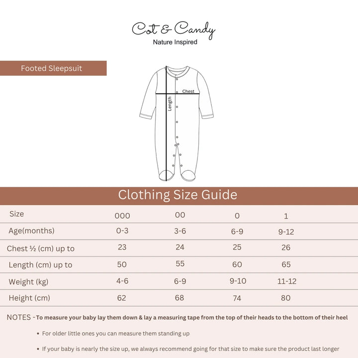 Cot &amp; Candy Baby Organic Footed Sleepsuit - Earthy Stripe