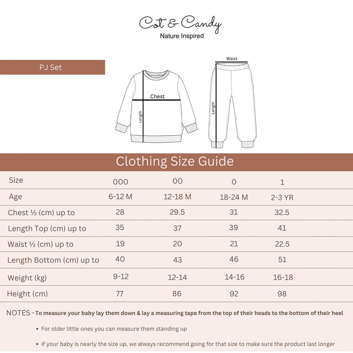 Cot &amp; Candy Baby Organic Crew Neck PJ set - Amber Woodland