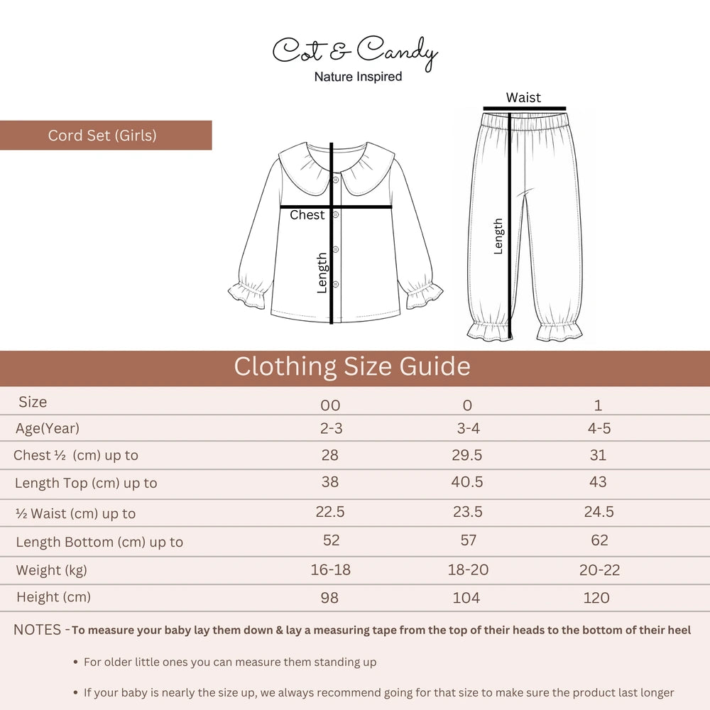 Cot &amp; Candy Baby Organic Girls Cordset - Latte