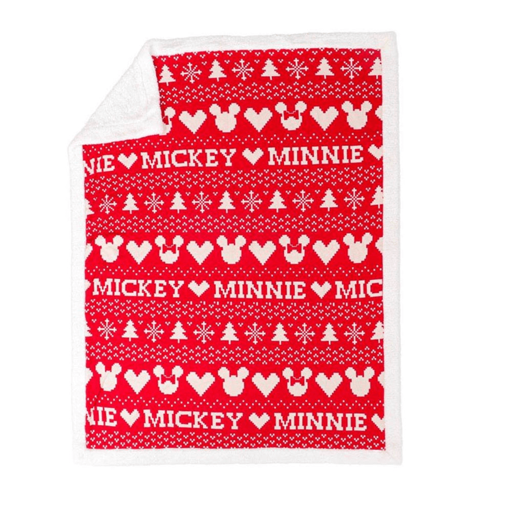 Pluchi Fairisle Christmas Mickey Mouse Sherpa Cotton Knitted Single Bed Blanket