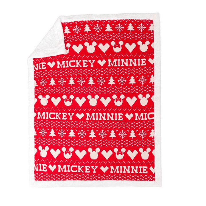 Pluchi Fairisle Christmas Mickey Mouse Sherpa Cotton Knitted Single Bed Blanket