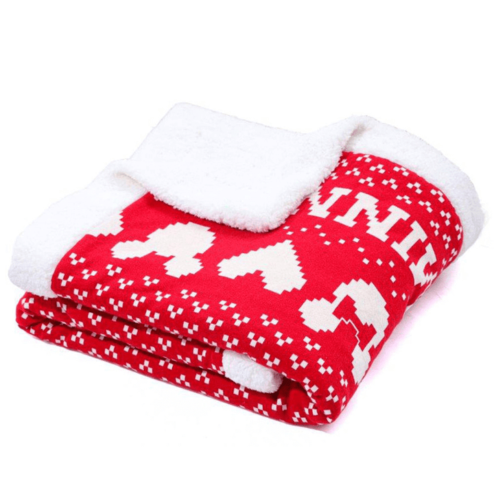 Pluchi Fairisle Christmas Mickey Mouse Sherpa Cotton Knitted Single Bed Blanket