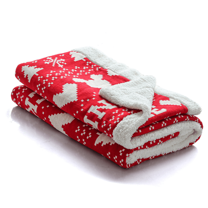 Pluchi Fairisle Christmas Mickey Mouse Sherpa Cotton Knitted Single Bed Blanket