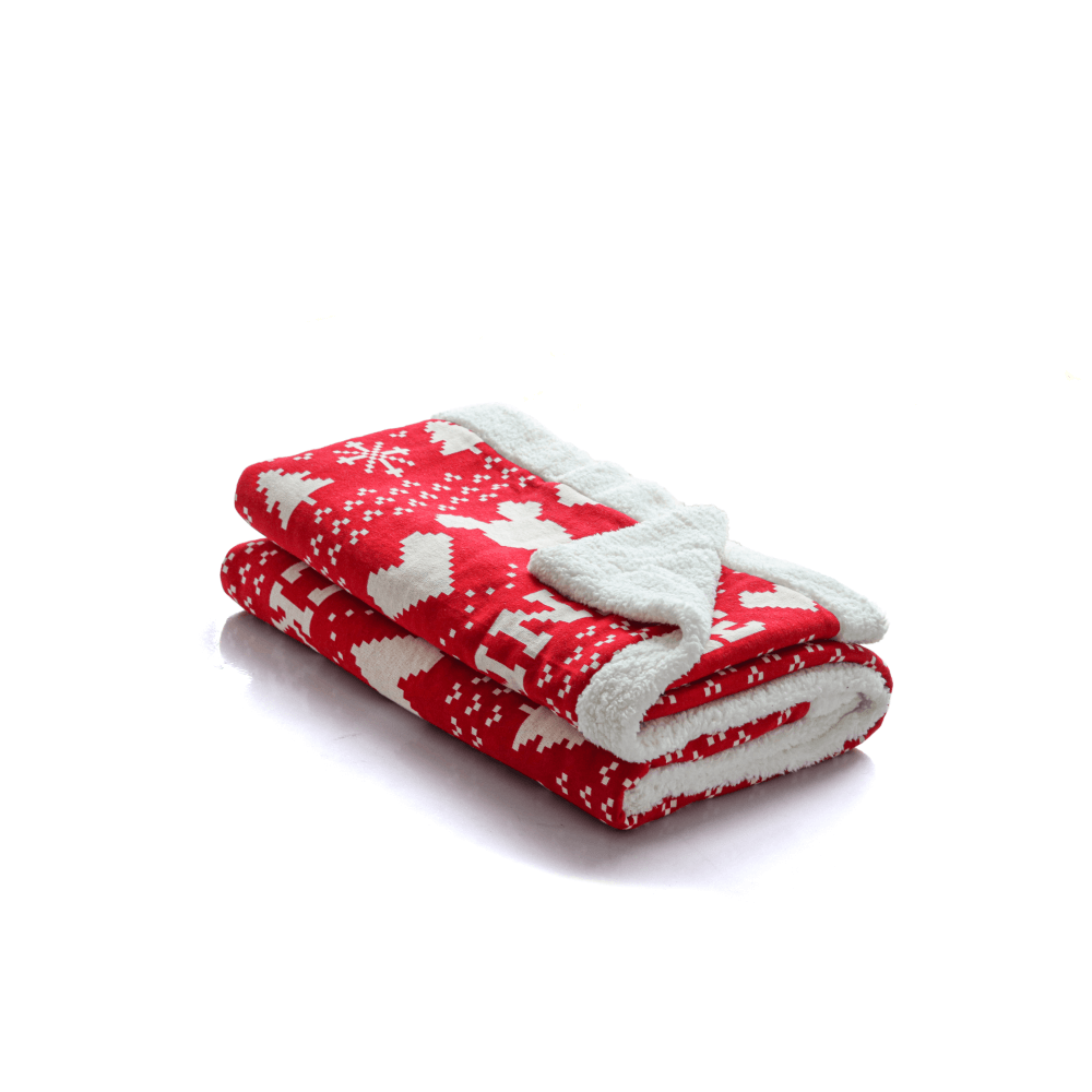 Pluchi Fairisle Christmas Mickey Mouse Sherpa Cotton Knitted Single Bed Blanket