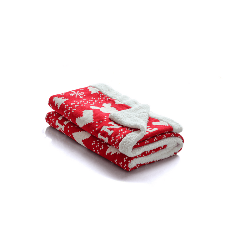 Pluchi Fairisle Christmas Mickey Mouse Sherpa Cotton Knitted Single Bed Blanket