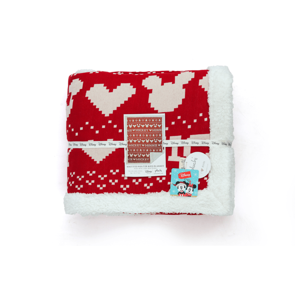 Pluchi Fairisle Christmas Mickey Mouse Sherpa Cotton Knitted Single Bed Blanket