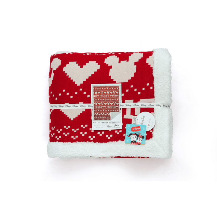 Pluchi Fairisle Christmas Mickey Mouse Sherpa Cotton Knitted Single Bed Blanket