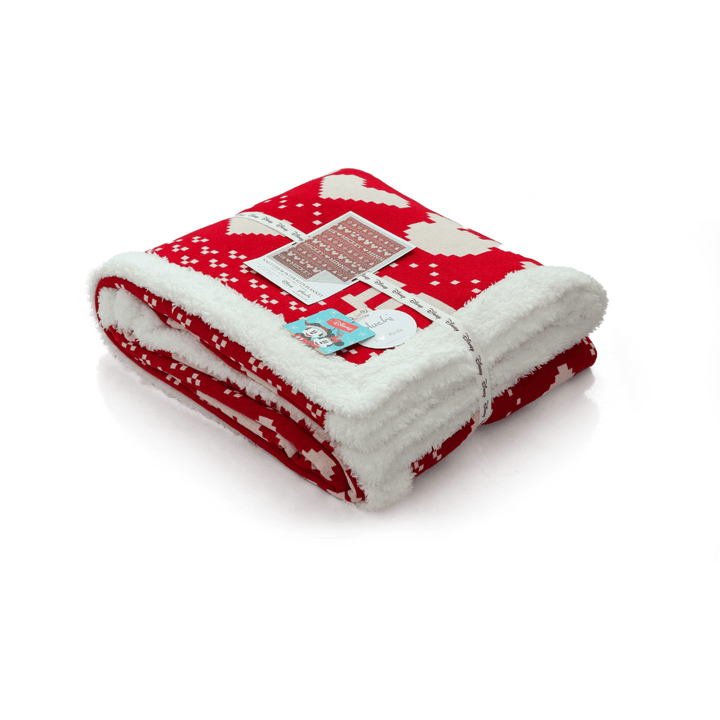 Pluchi Fairisle Christmas Mickey Mouse Sherpa Cotton Knitted Single Bed Blanket